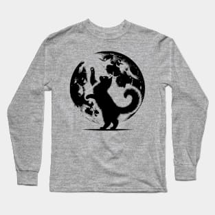 Cat and Moon Women Girls Cat Lady Mom Gift Long Sleeve T-Shirt